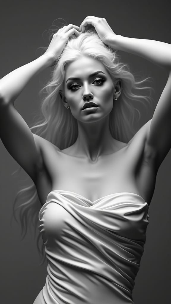 Divine Woman in Marble: Hyper-Realistic Cinematic Portrait