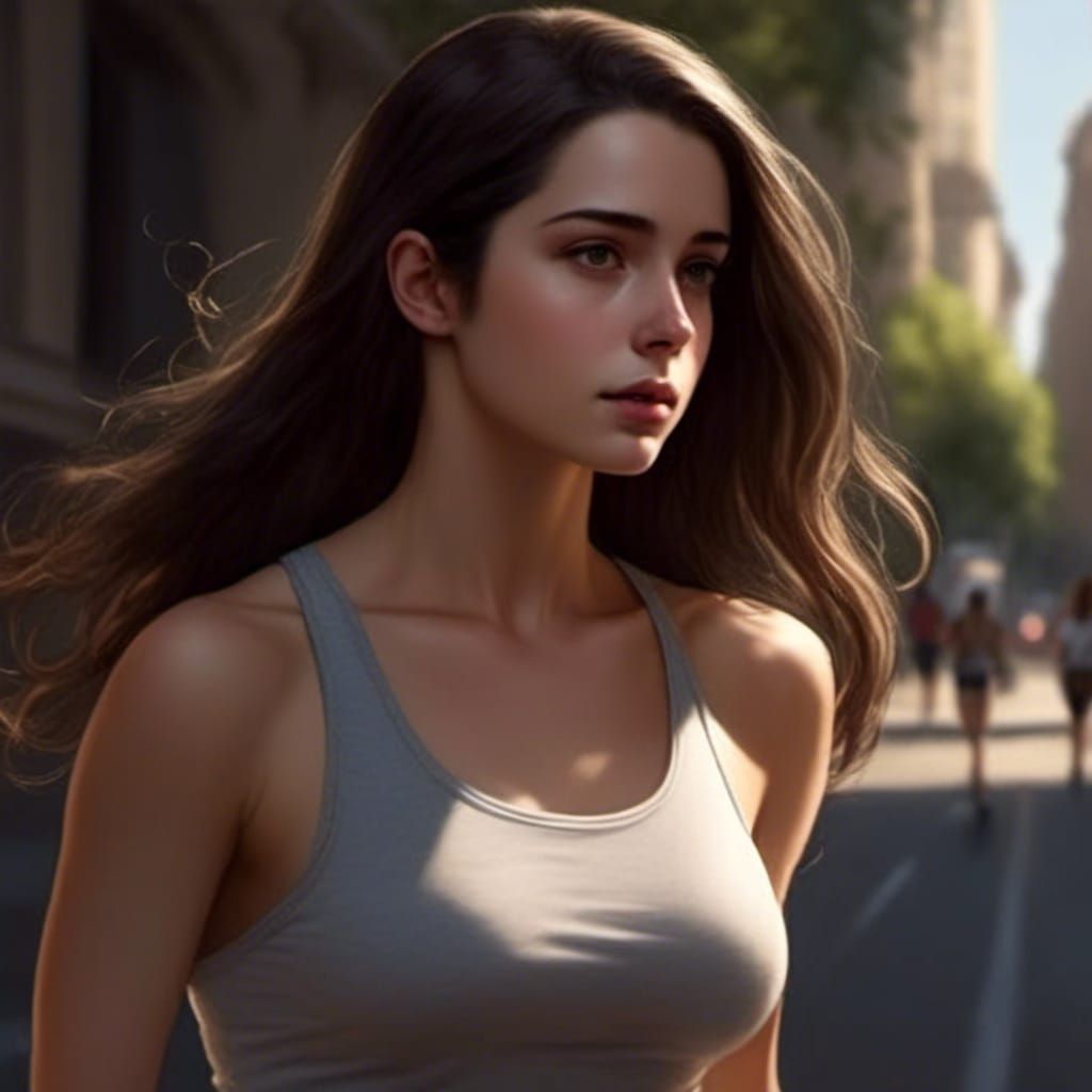 Hyperrealistic Portrait of a Young Jewish Woman in Motion