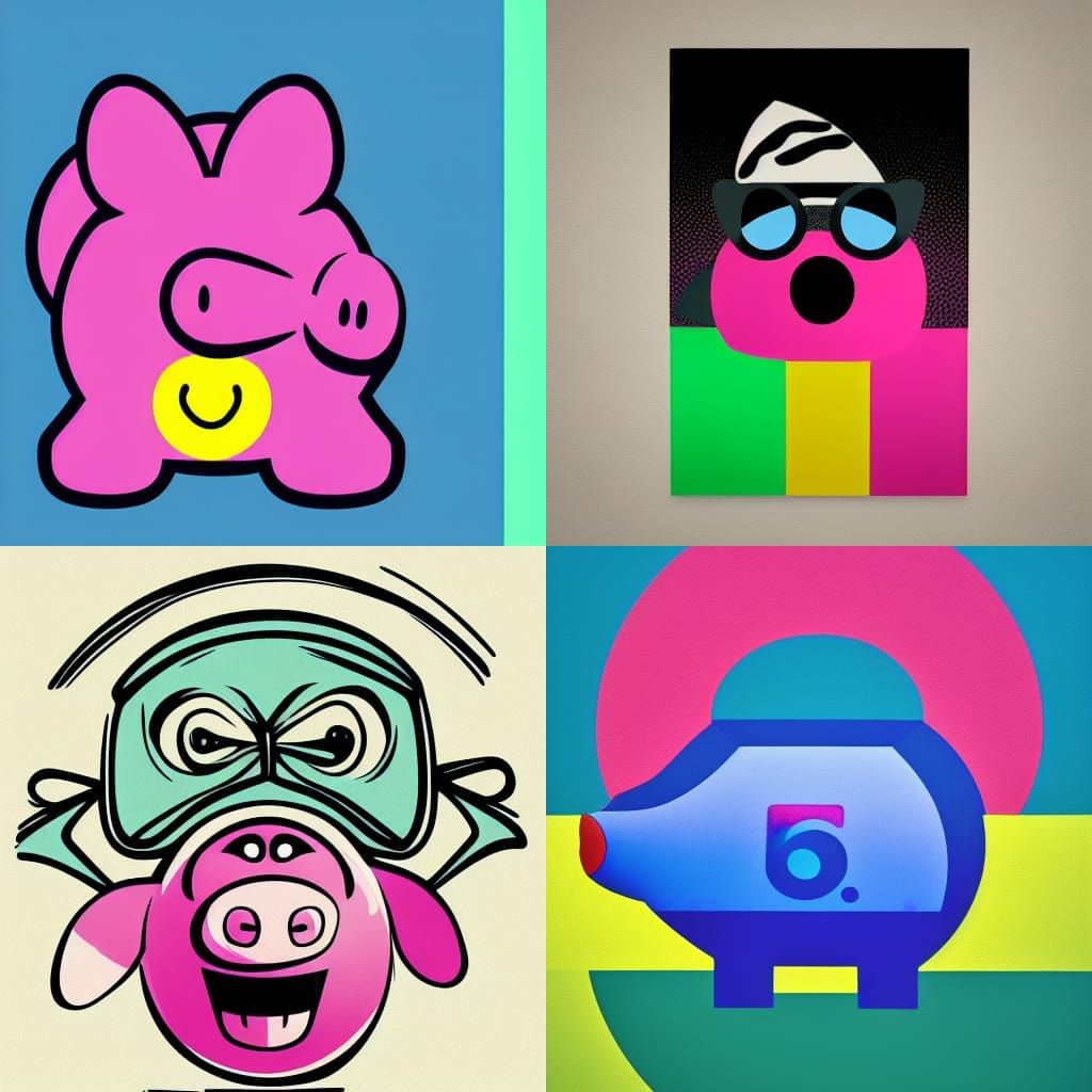 Vibrant Geometric Piggy Bank in Triadic Colors