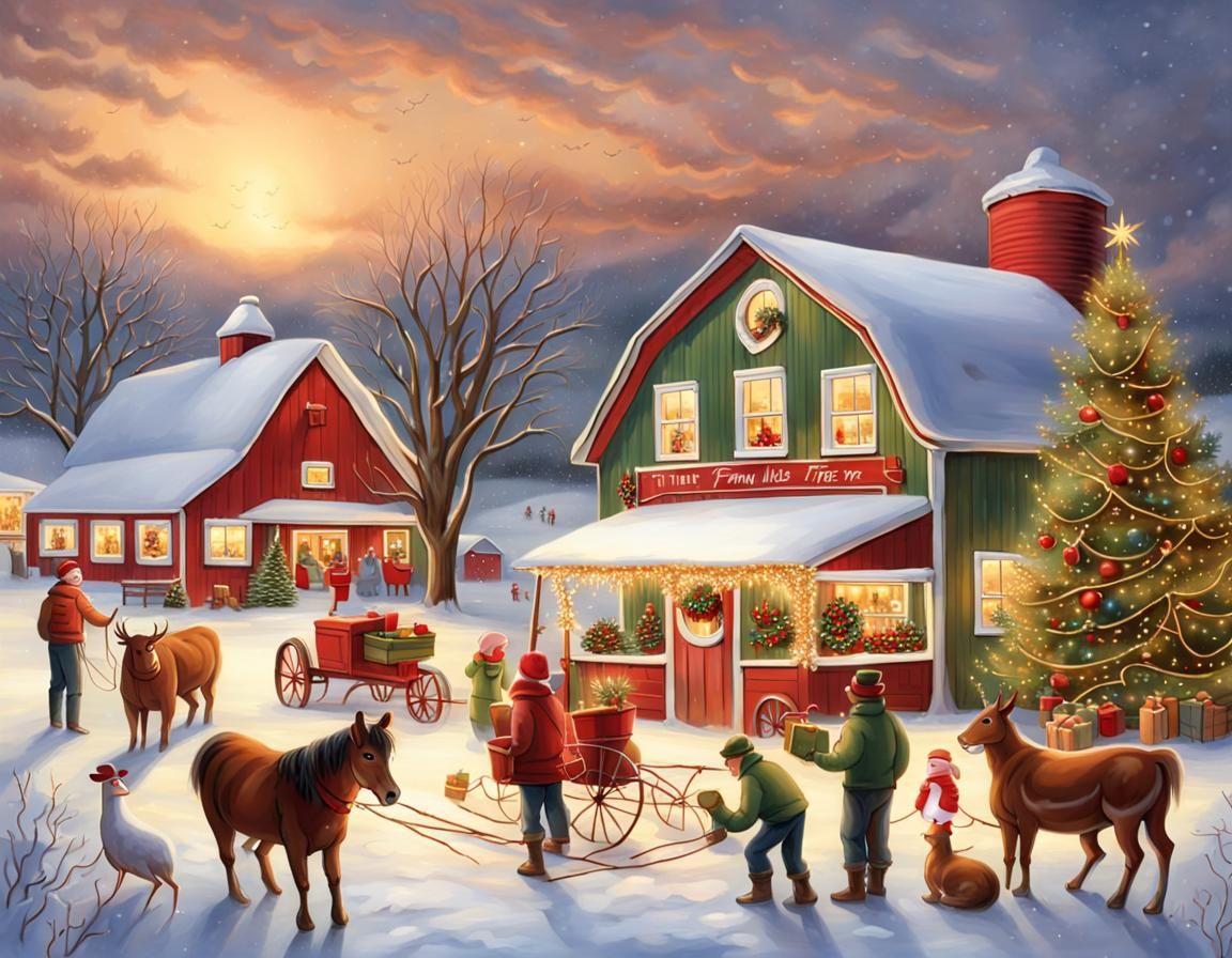 Christmas on the Farm: A Heartwarming Yuletide Scene