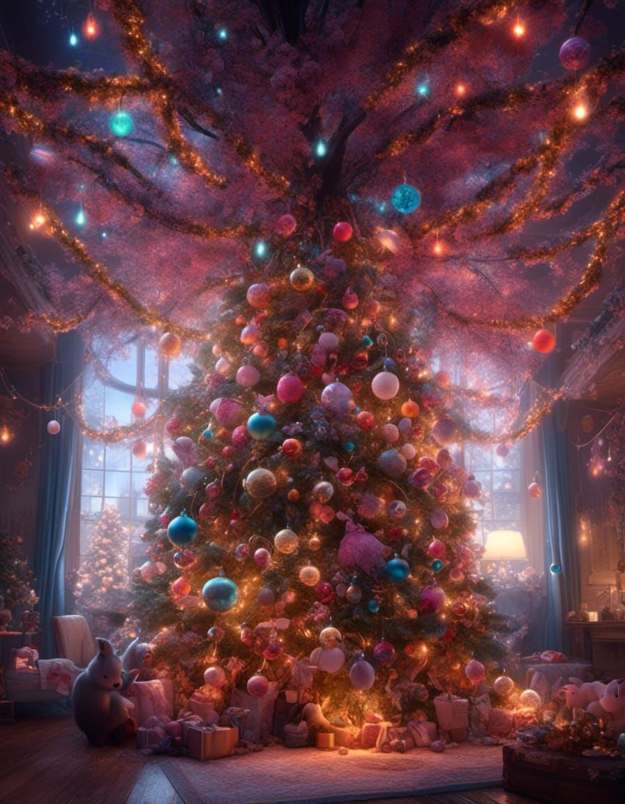 Festive Christmas Tree with Magical Ornaments