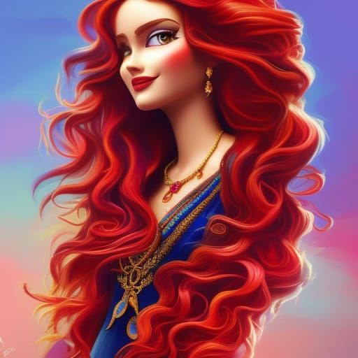 Sensual Gypsy Siren in Whirling Red Locks