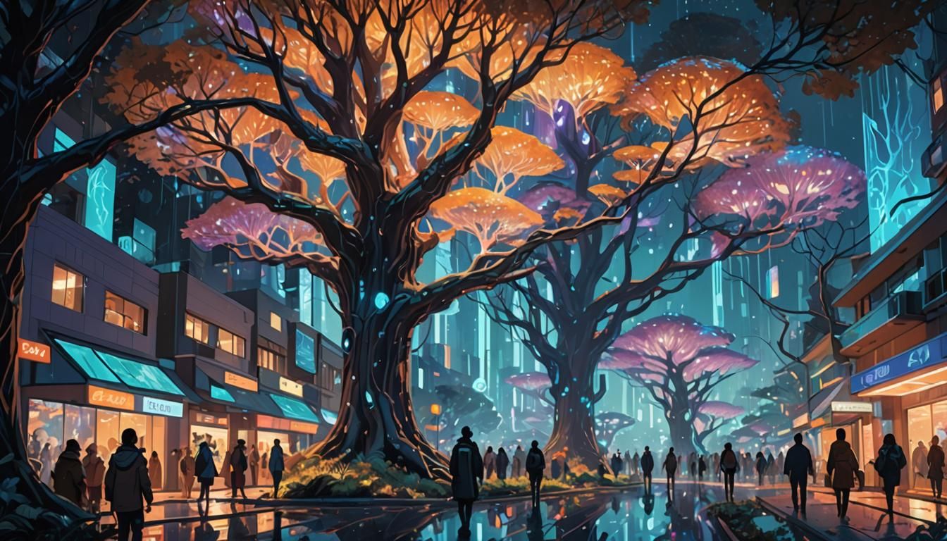 Ethereal Utopia in Vibrant Tree City