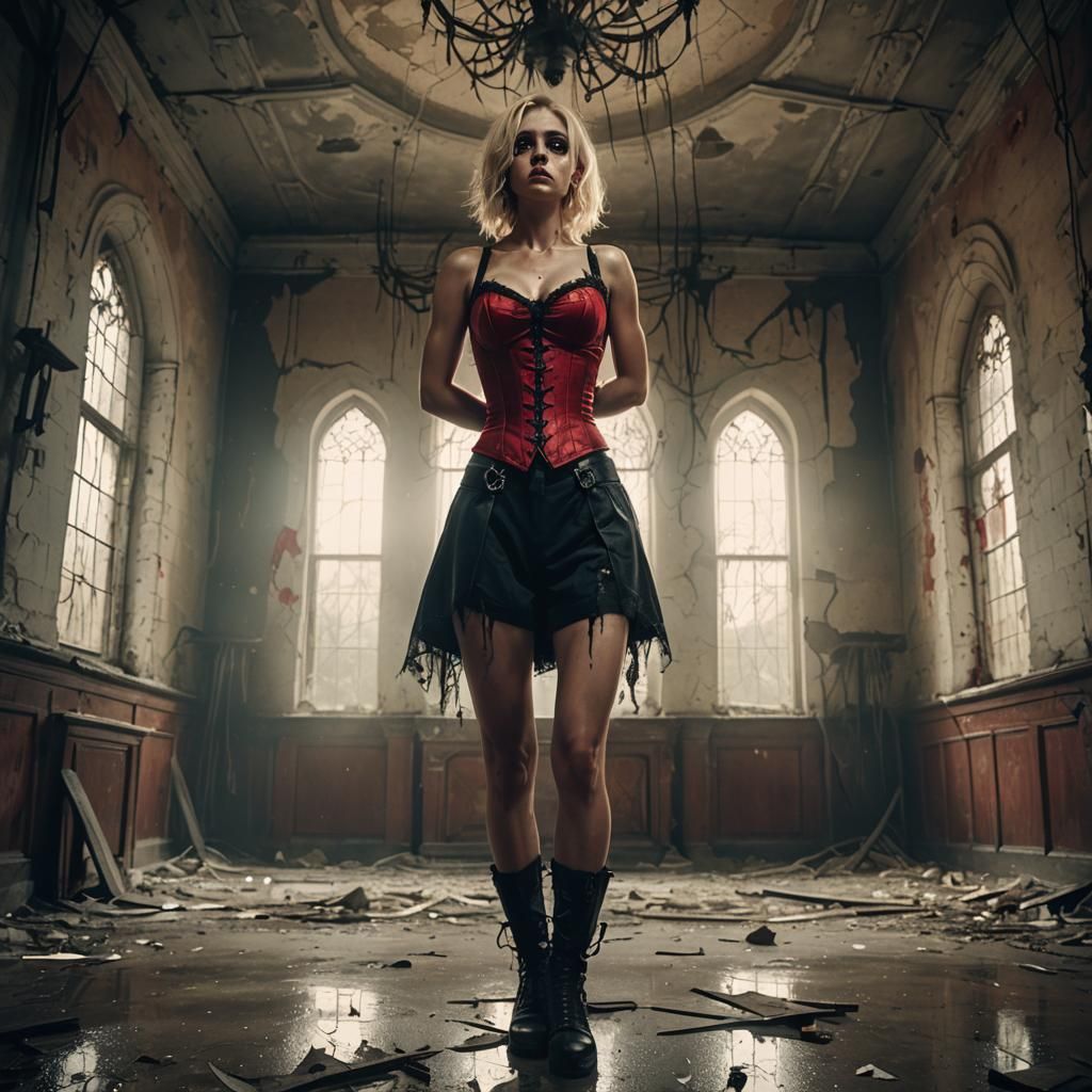 Gothic Horror Goddess in Abandoned Church