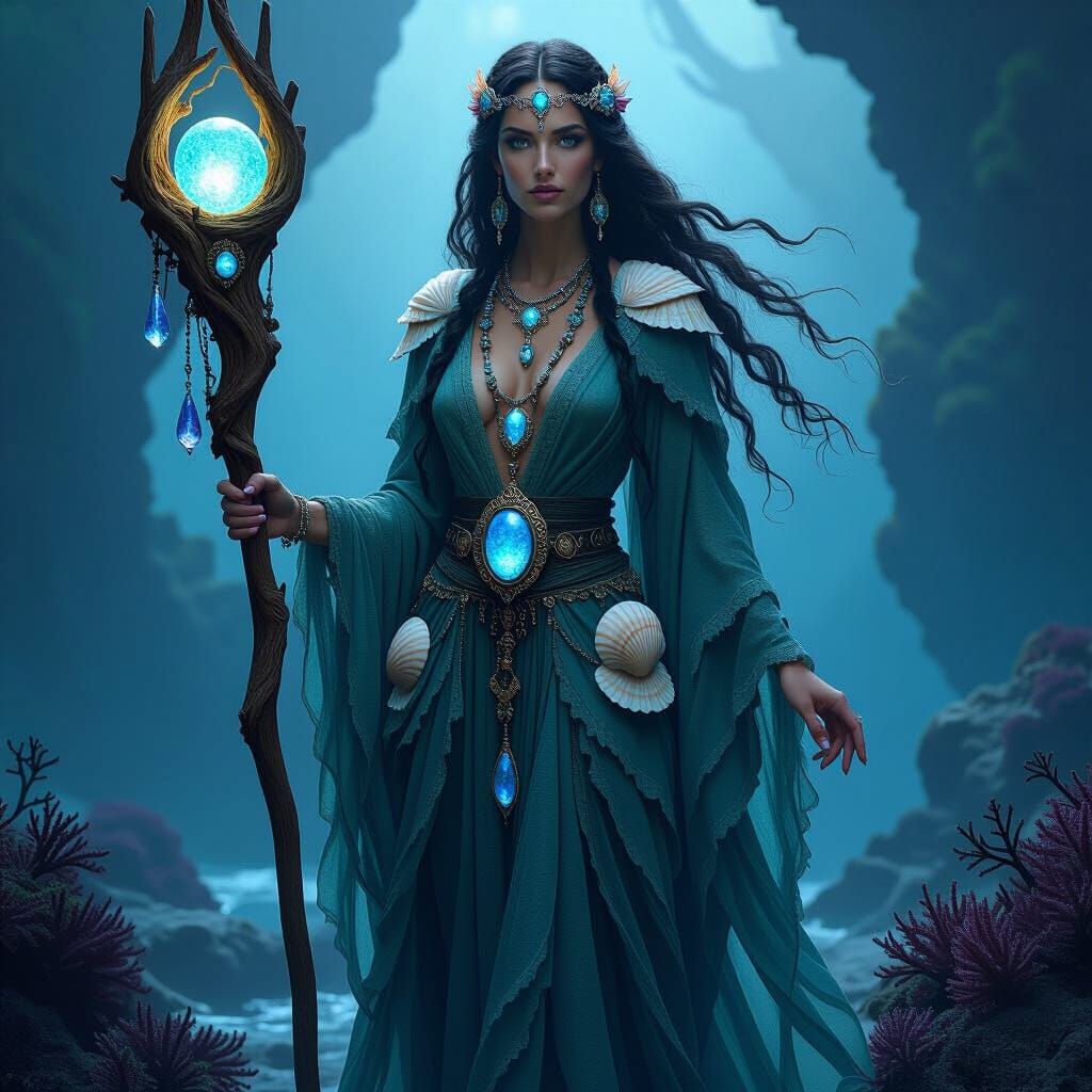 Mystical Sea Goddess in Dark Fantasy Style