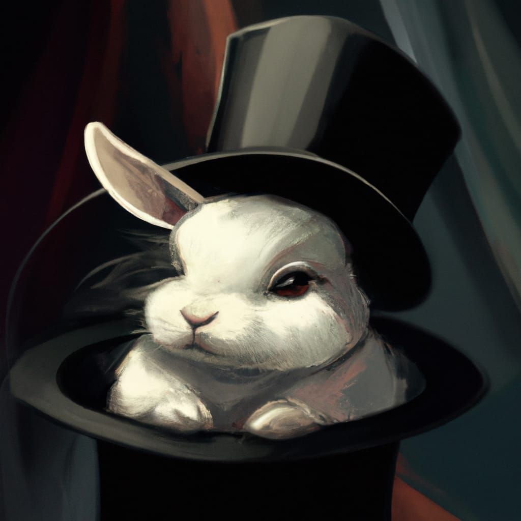 Charming Bunny in Upside-Down Top Hat