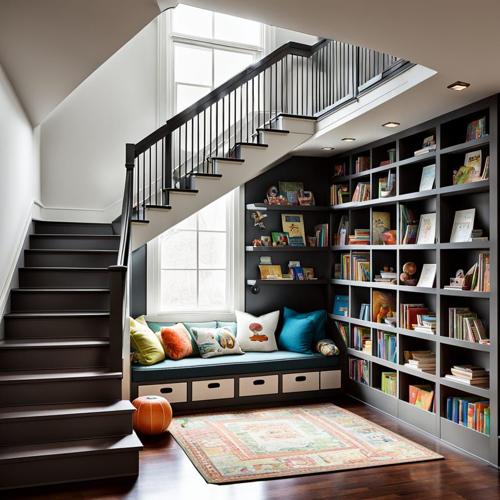 Cozy Under Stairs Reading Nook for Kids