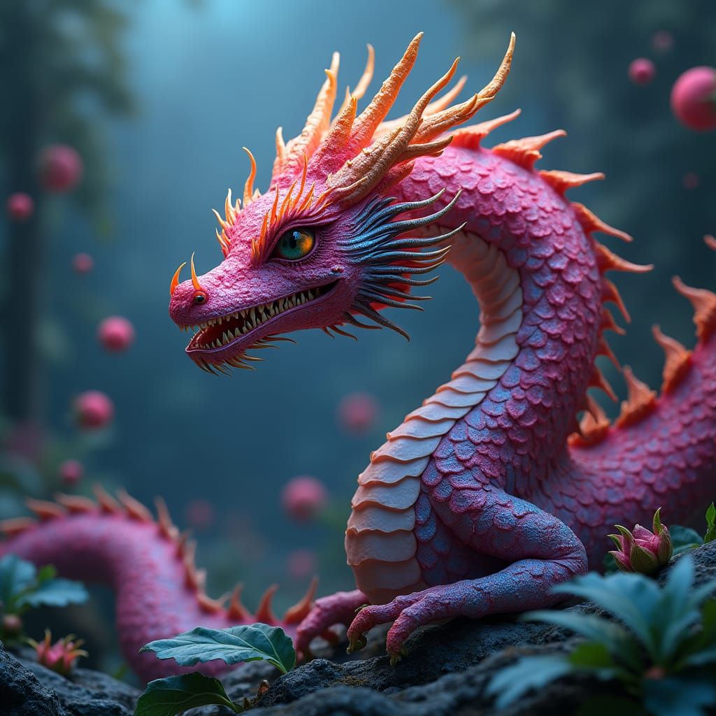 Majestic Dragon Fruit Dragon in Fantasy Art Style