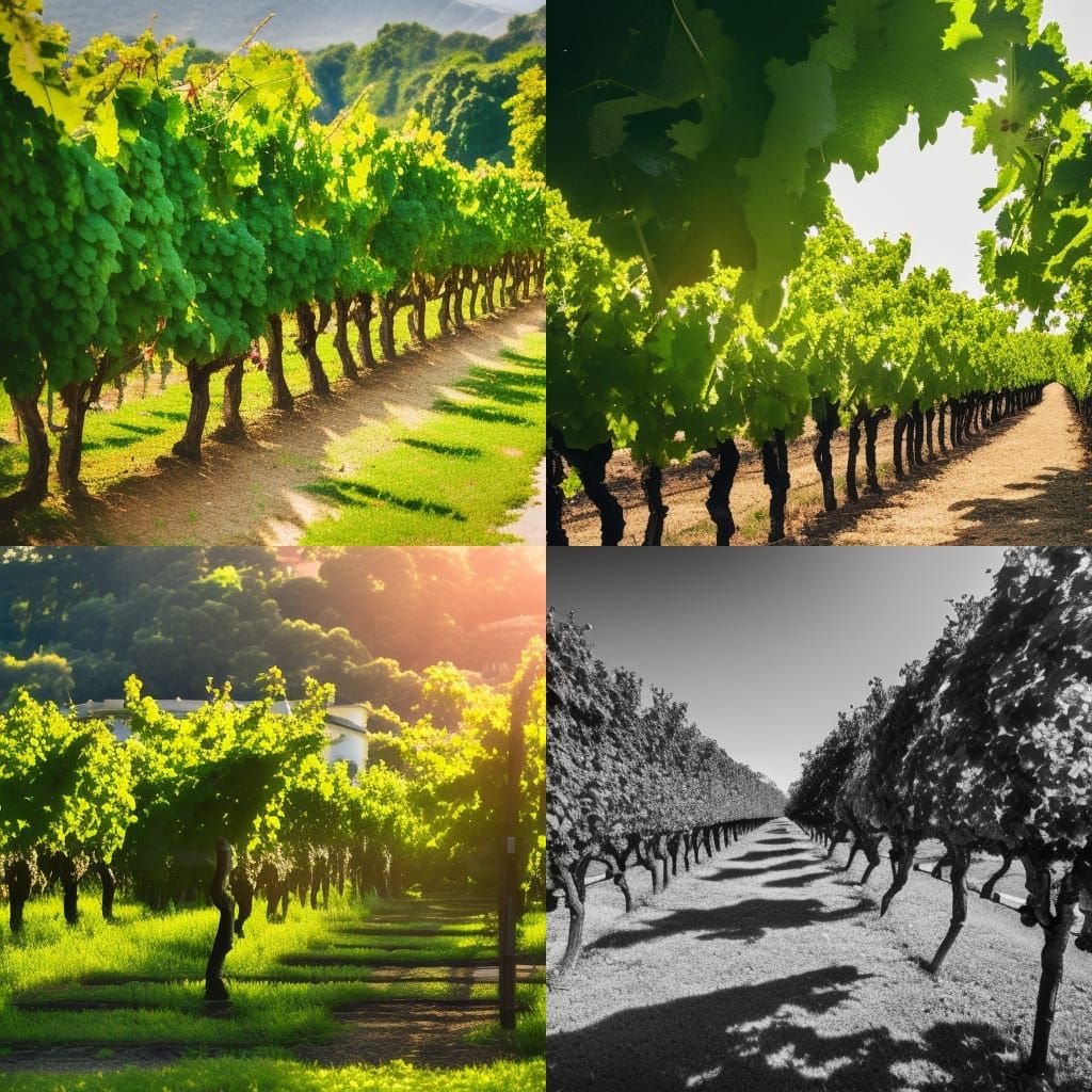 scene of a grape vineyard and a grand villa