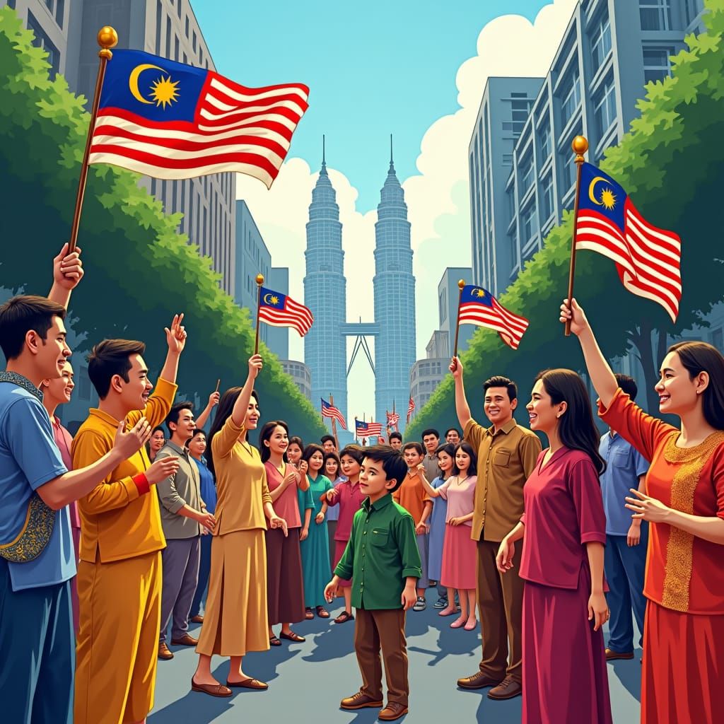 Multicultural Malaysians Celebrate Independence Day with Pri...