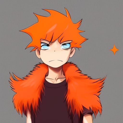 Anime Boy with Fiery Fox Background