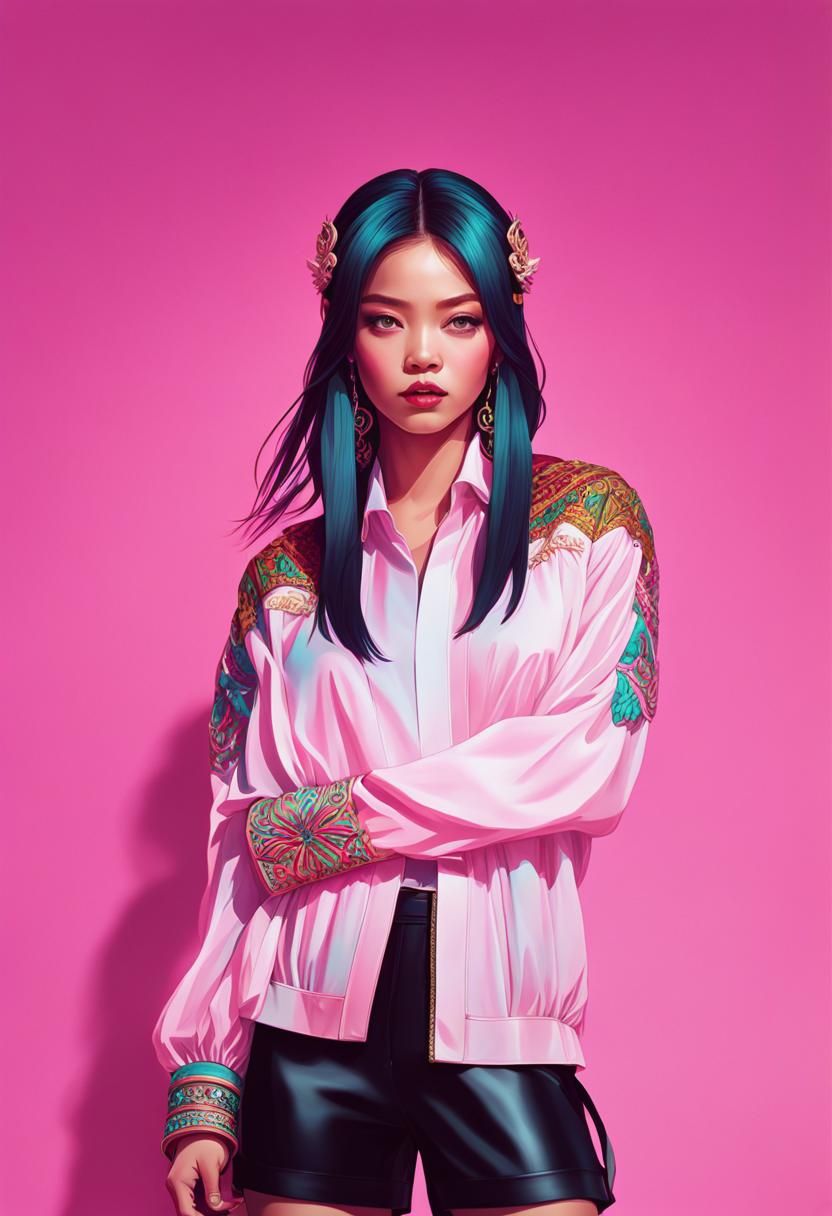 Jennie in Bold Mucha-Inspired Portrait Art