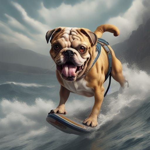 Golden Labrador and Pug Napping on Beach as Oil Painting