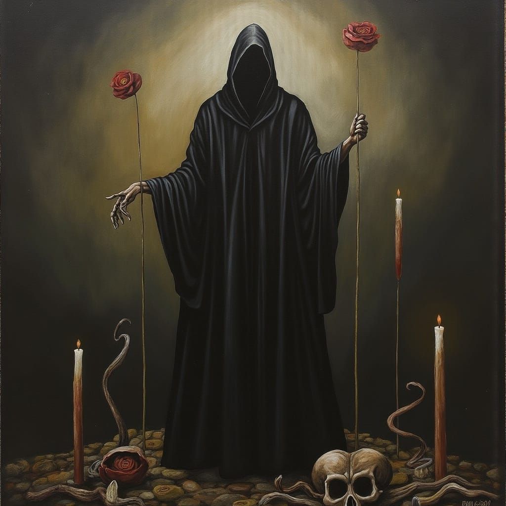 Gothic Figure in Haunting Candlelight