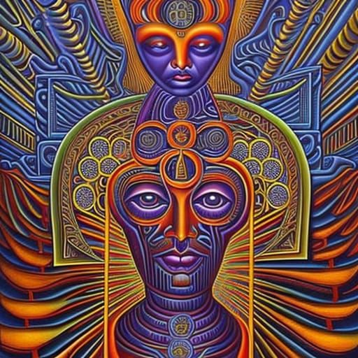 Vibrant, Dreamlike Scenes in a Psychedelic Art Style