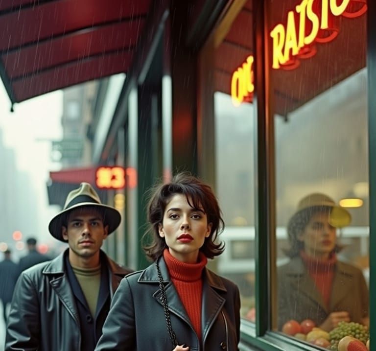 Gritty 1950s City Scene in Soft Focus