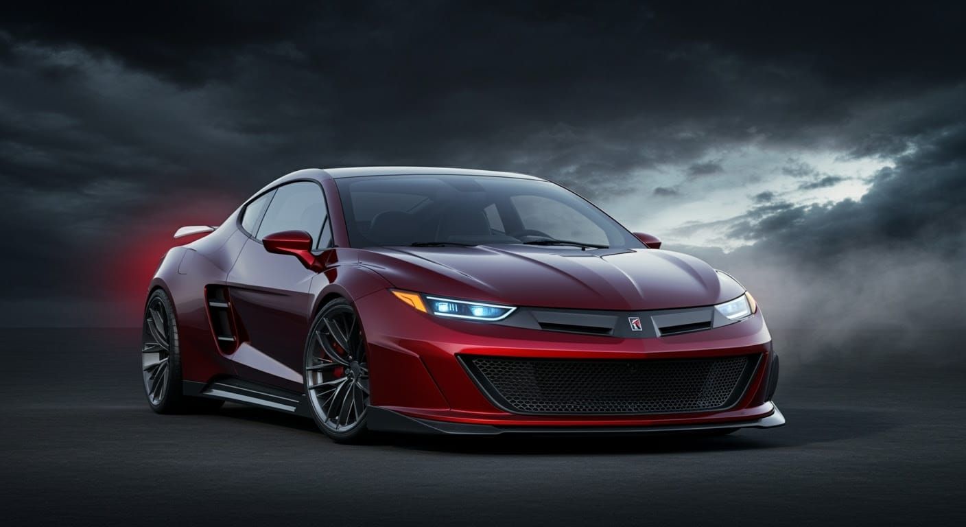 Futuristic Saturn Ion EV Restomod in Cyberpunk Style