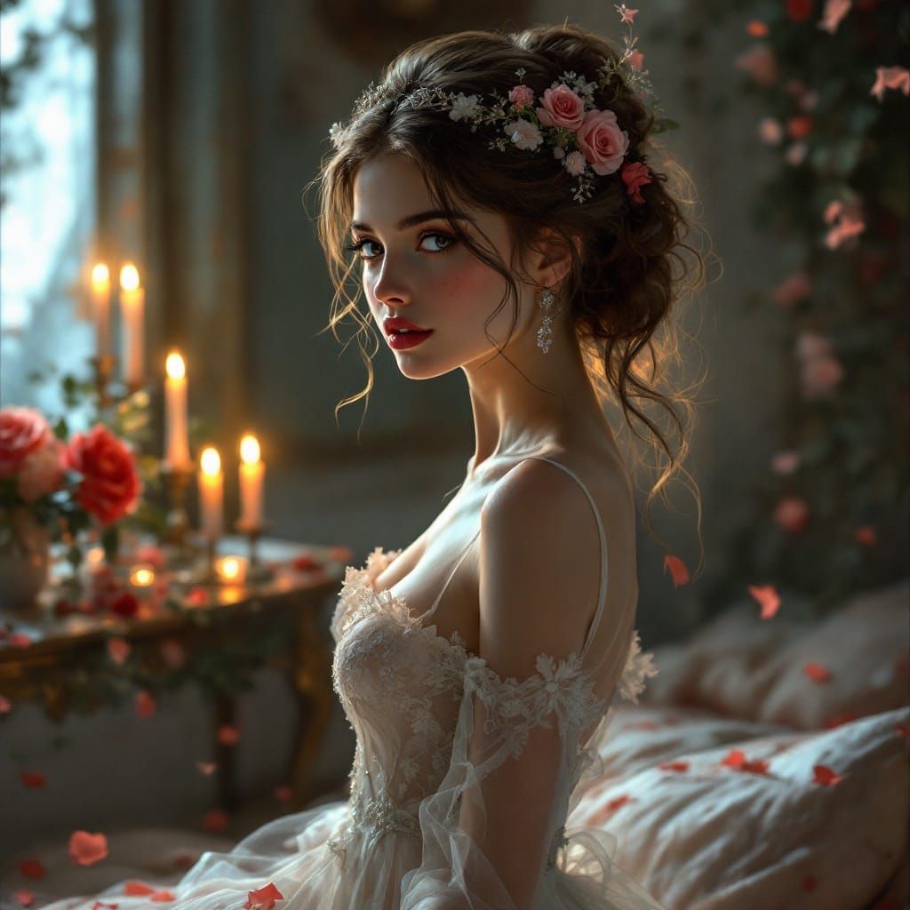 Alluring Princess in Pastel Valentine's Day Fantasy
