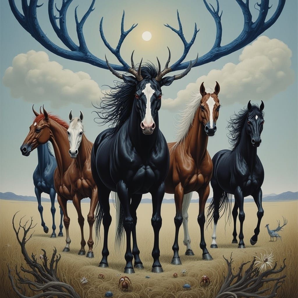 Majestic Horses at the Crossroads of Destiny