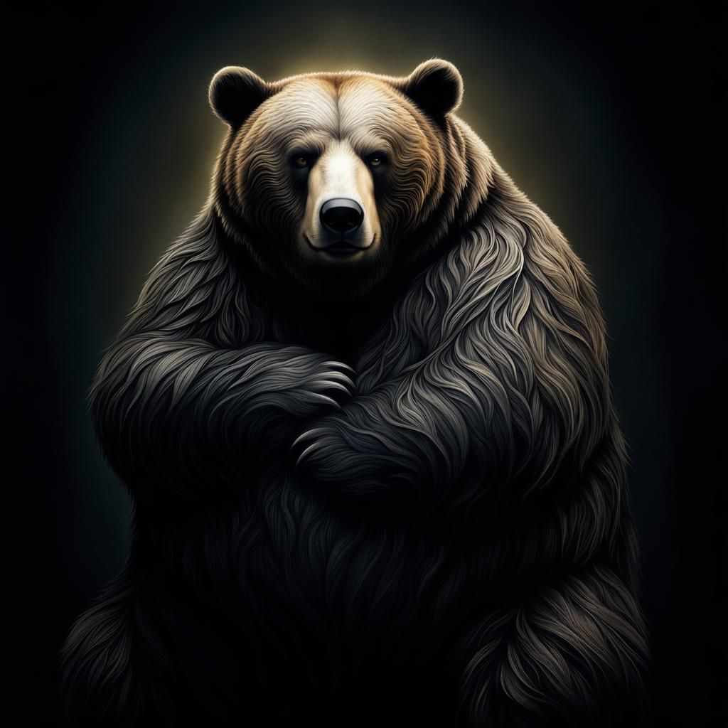 Cyborg Bear in Volcanic Hyperspace: Hyperrealistic Portrait