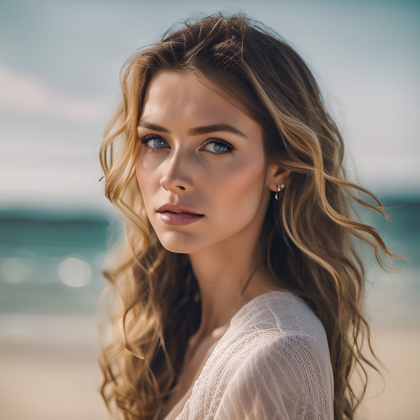 Glowing Woman at Sunset Beach