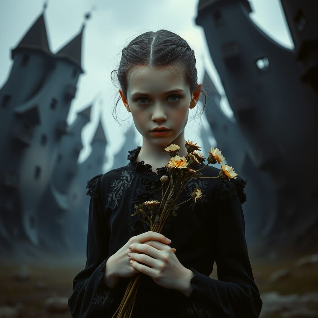 Gothic Maiden in a Haunted Landscape