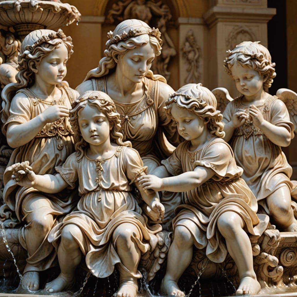 Baroque Mother Goddess Fountain in Michelangelo Style