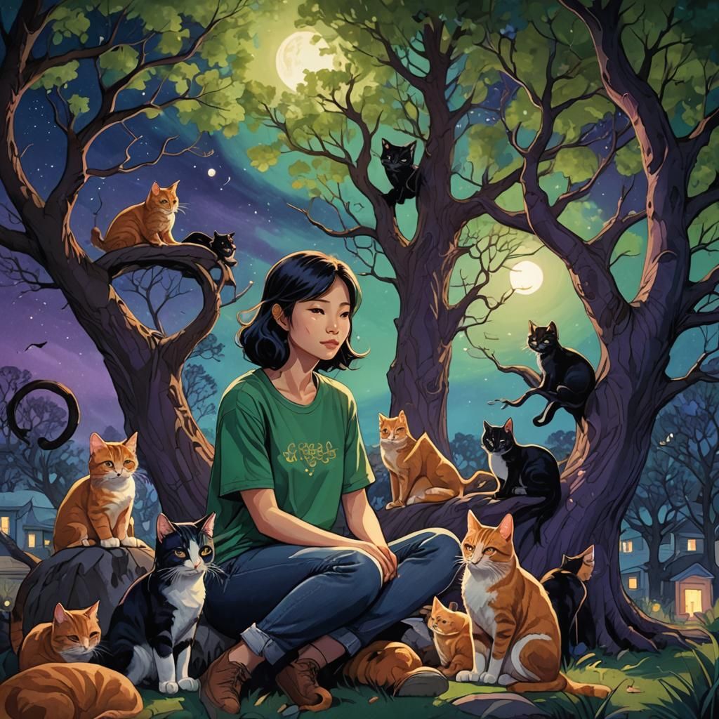 Whispers in the Moonlit Night: Fantasy Concept Art