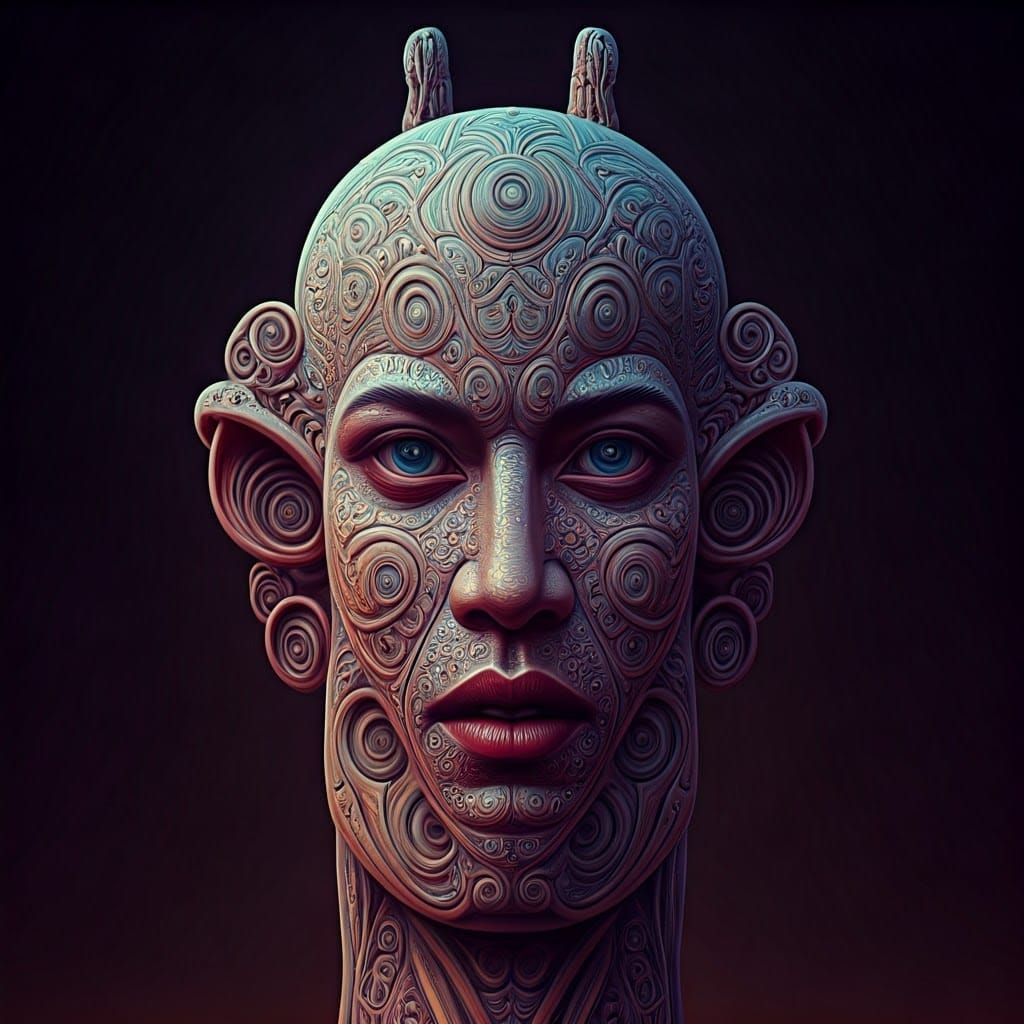 Surreal Biometric Imaginarian in Trippy Totem Pole Art