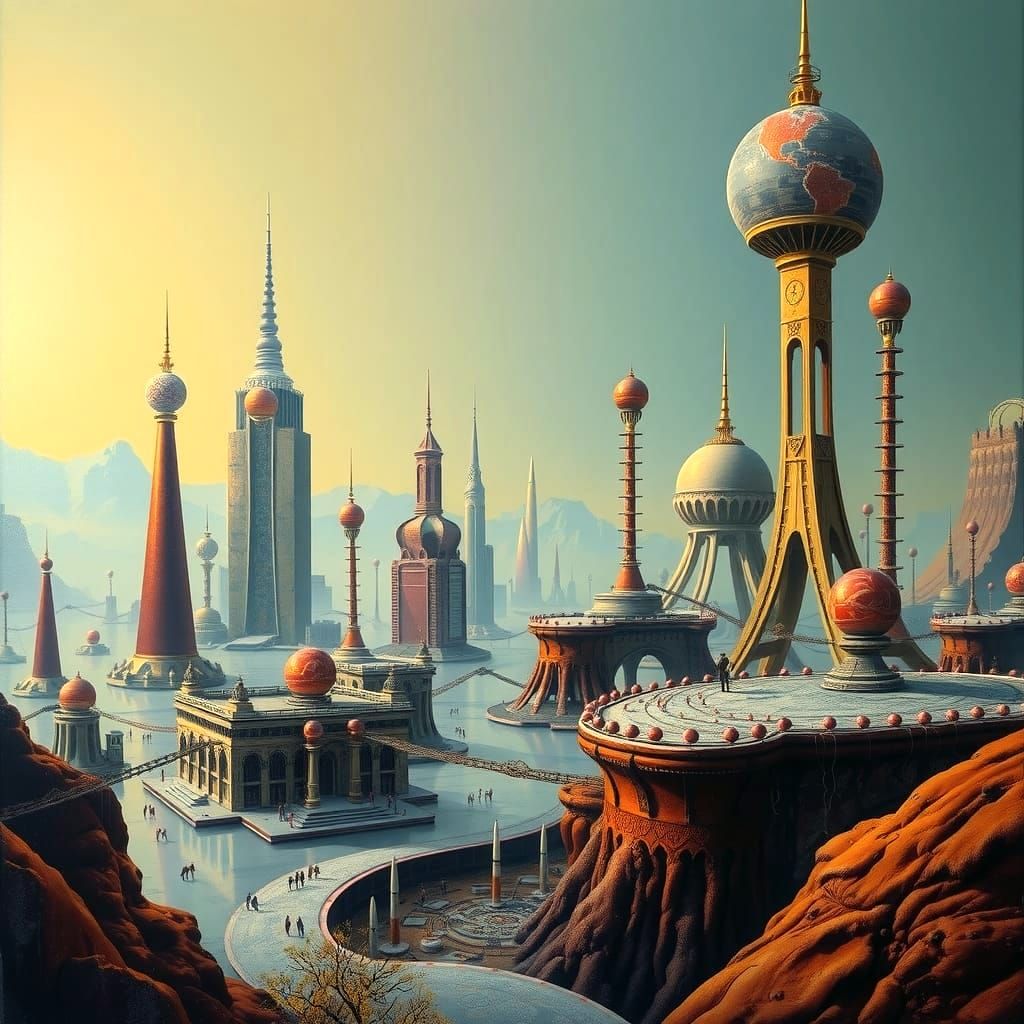 Surrealist Dreamscape in a Futuristic Metropolis