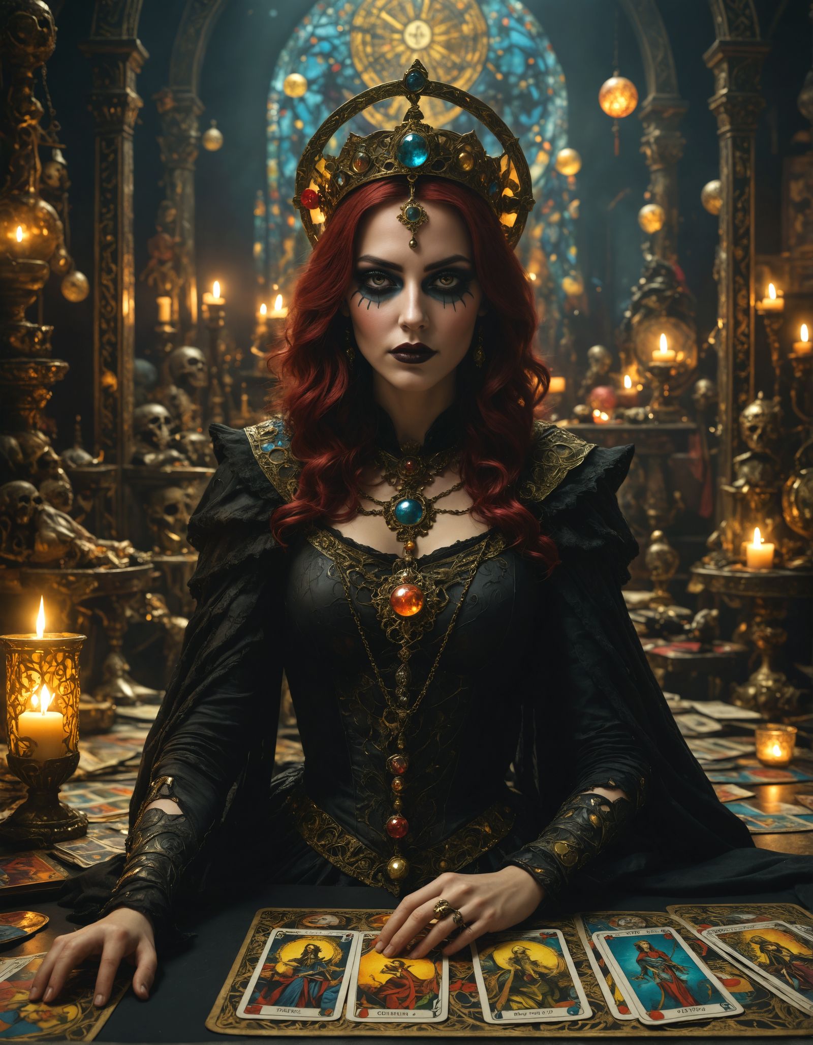 Surreal Death Card in a Maximalist Aesthetic with Dramatic L...