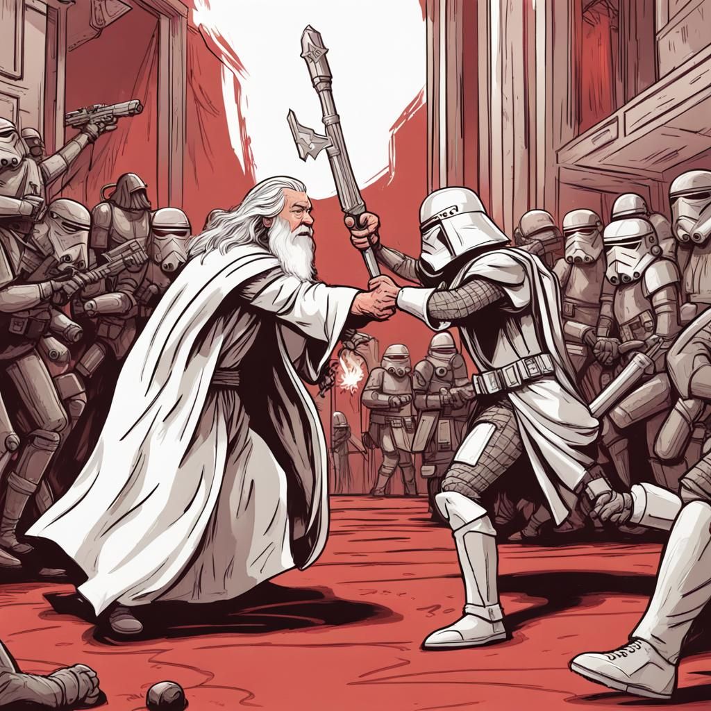 Gandalf vs Star Wars Stormtrooper at Oscars in Retro Dungeon...