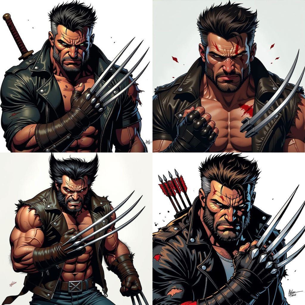 Muscular Warrior with Claws in Comic Art Style