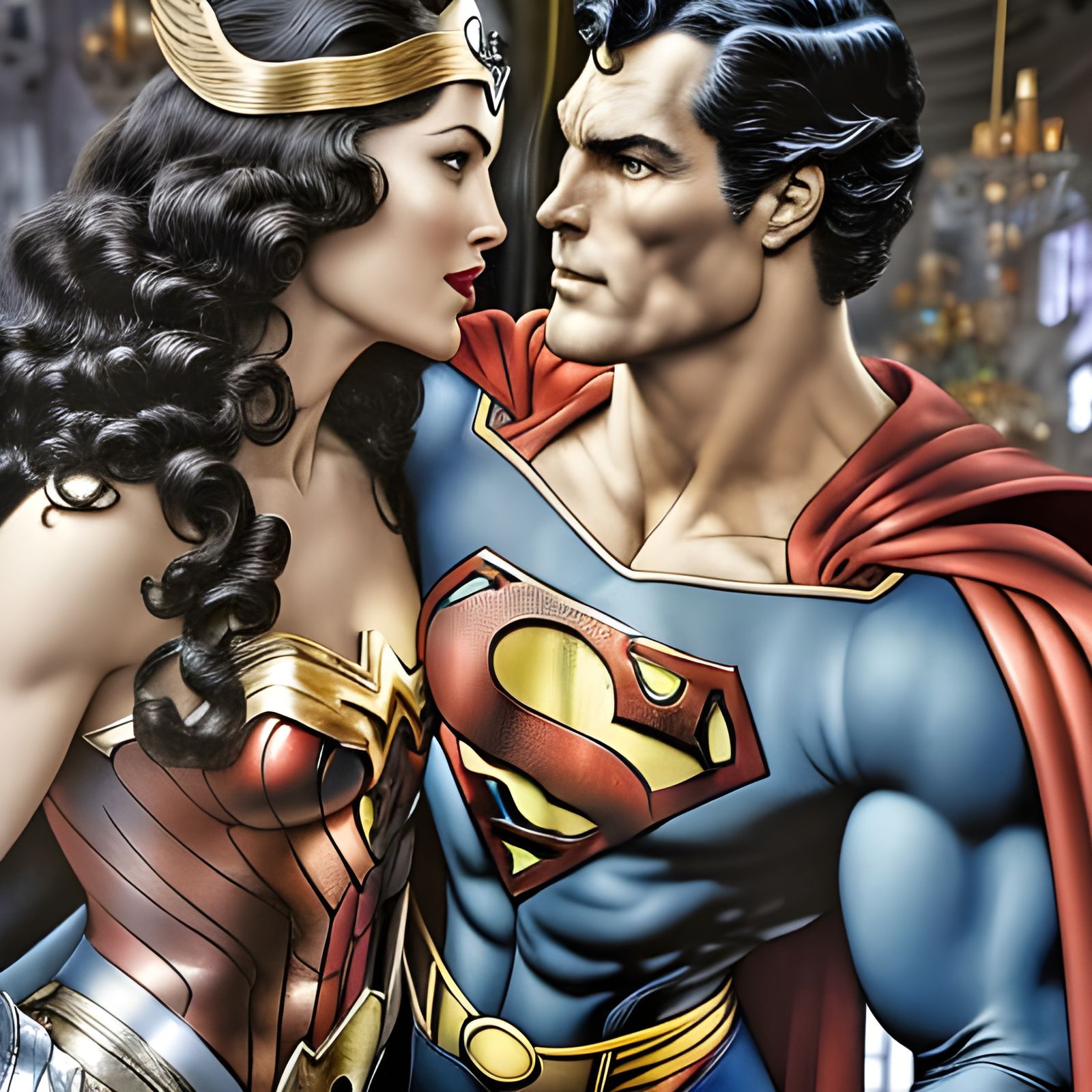 Rococo Superman and Wonder Woman Share a Tender Moment in a....