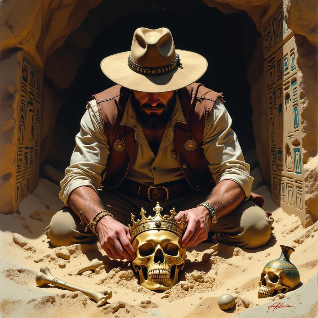 Archeologist Uncovers Crown in Ancient Tomb