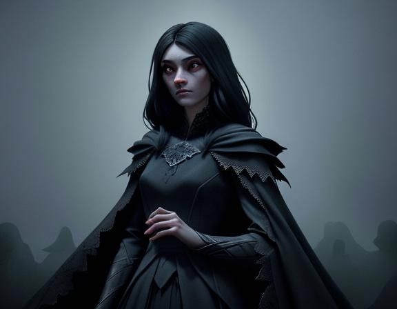 Elegant Grey-Skinned Woman Collects Souls in Dark Fantasy St...