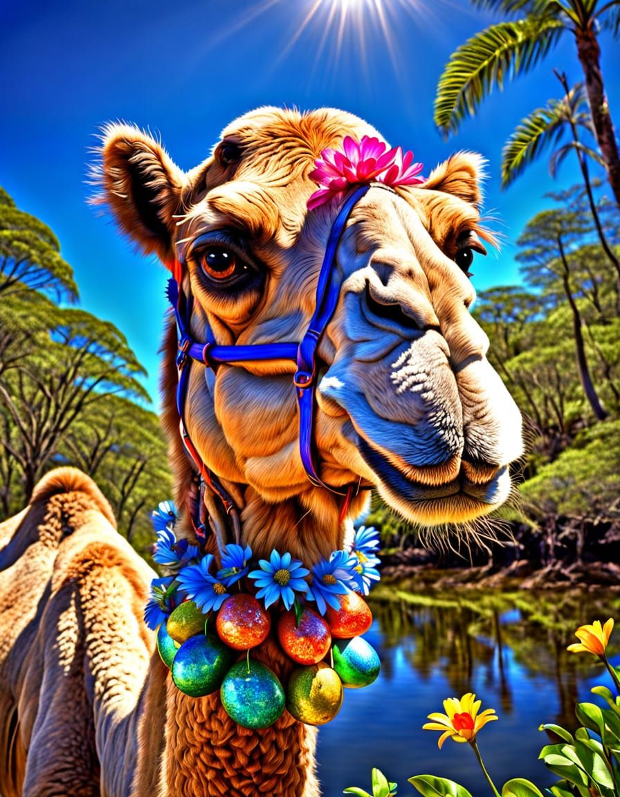 Majestic Easter Camel in Vibrant Rainforest