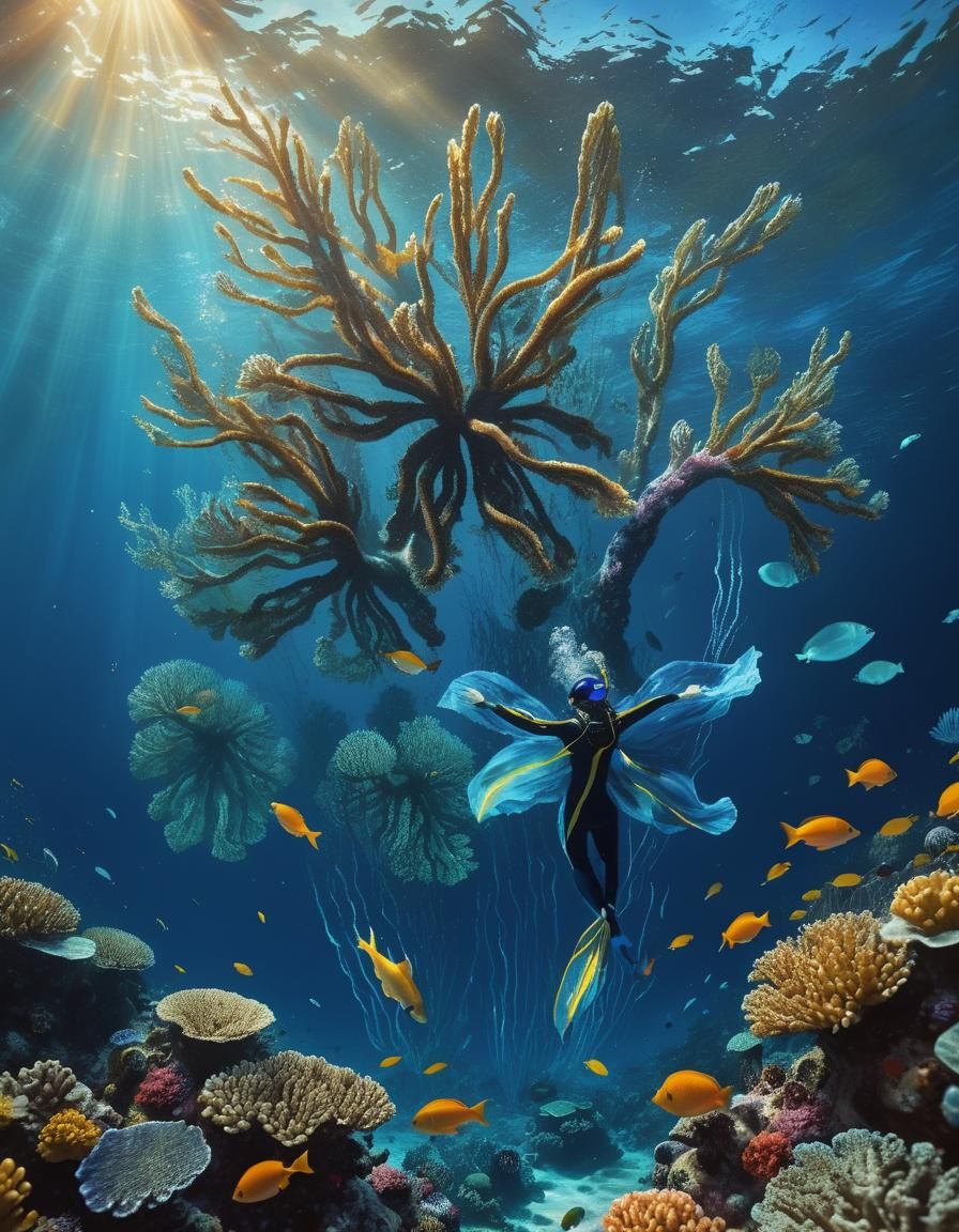 Vibrant Oceanic Scene in Dreamy, Ethereal Quality