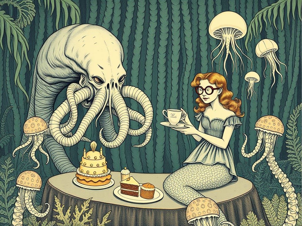 Edwardian Mermaid and Cthulhu Tea Party
