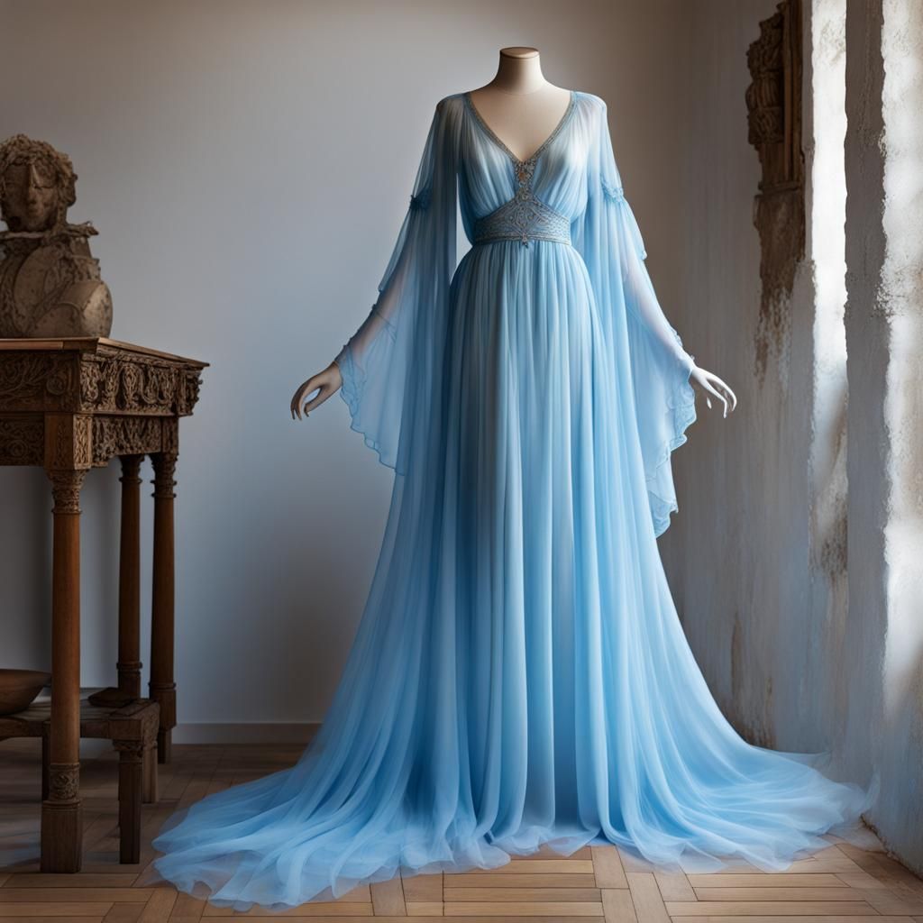 Greek Fantasy Princess in Ethereal Blue Gown