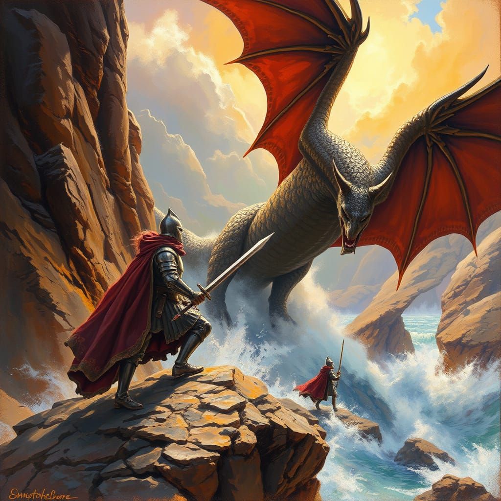 Epic Fantasy Scene in Illustrative Style