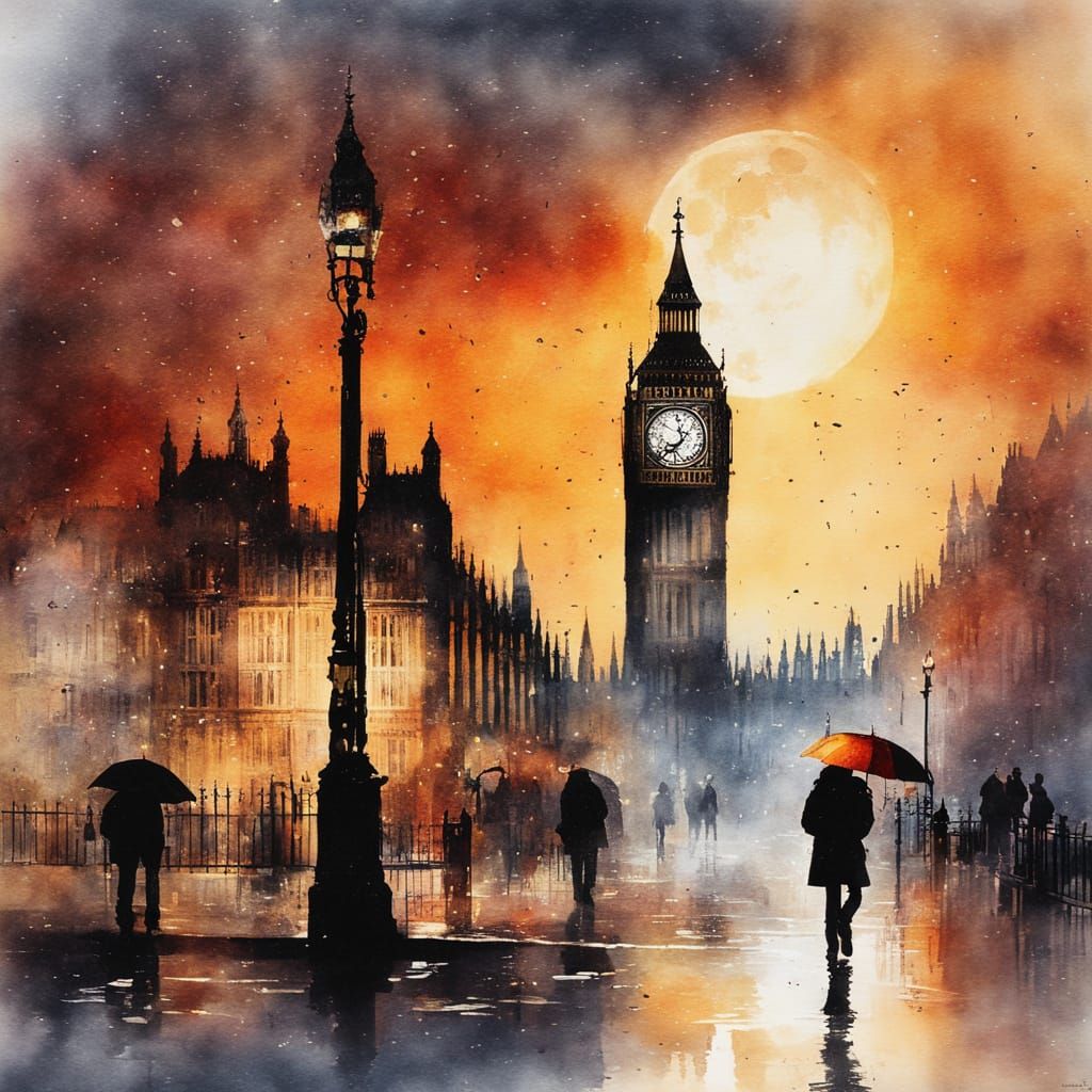 Night street in the city of London