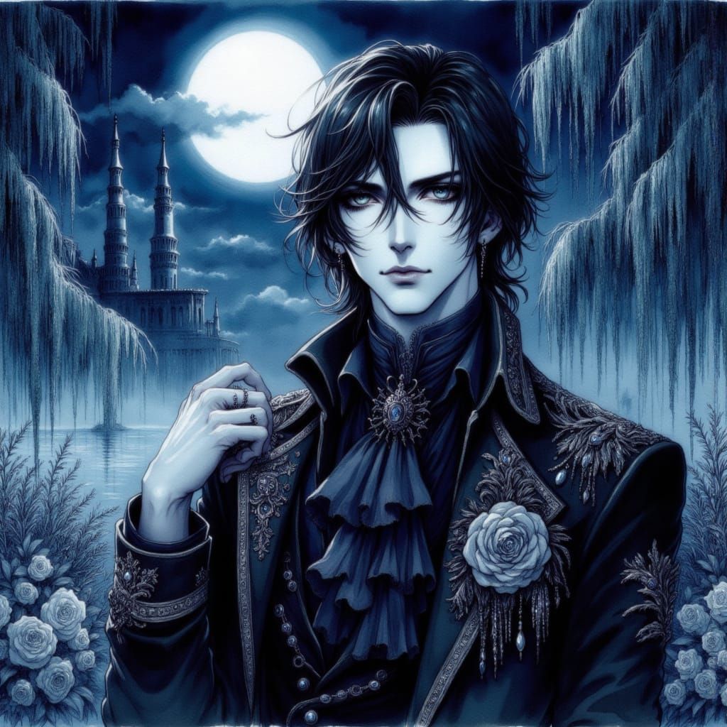 French-Canadian Man in Blue Night Scene