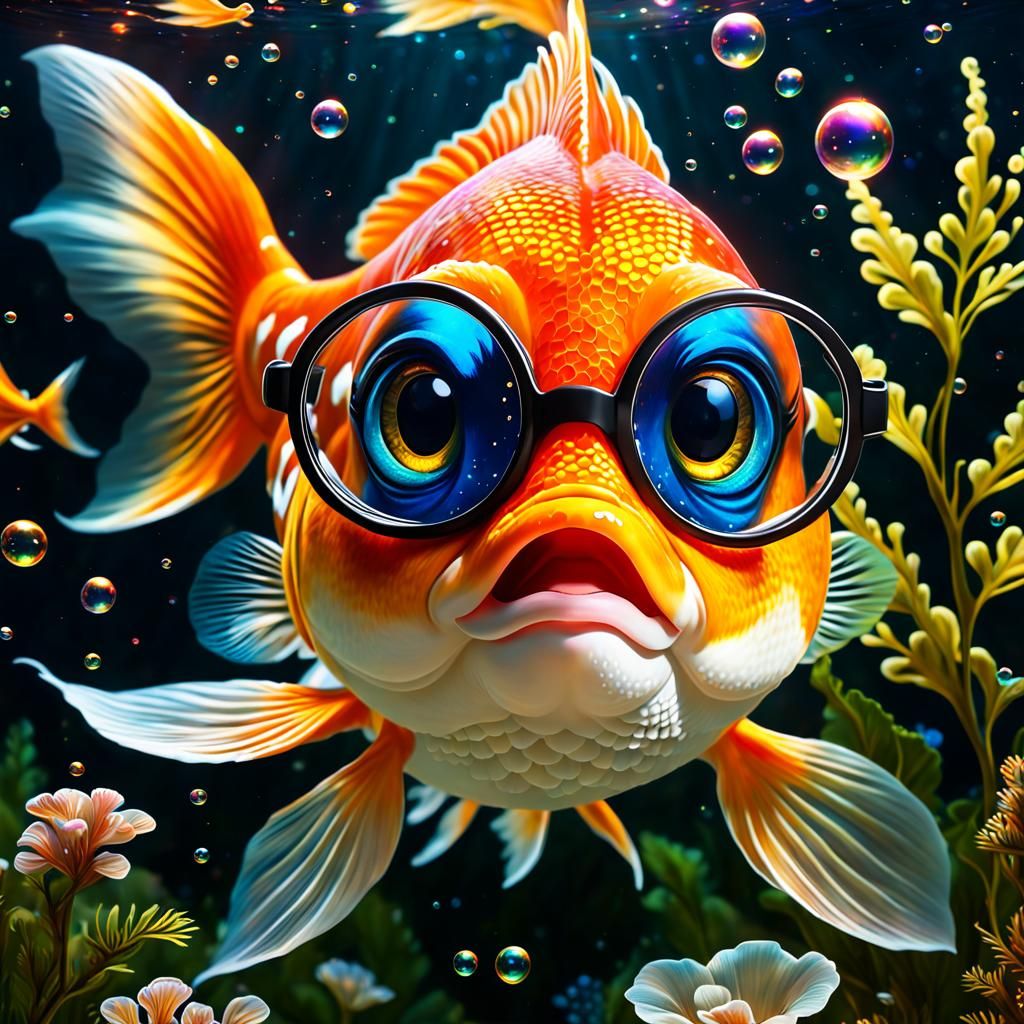 Whimsical Goldfish in a Celestial Realm