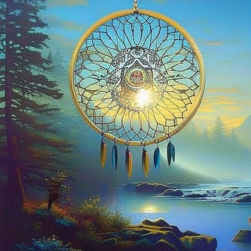 Beautiful intricate Native-American dreamcatcher 