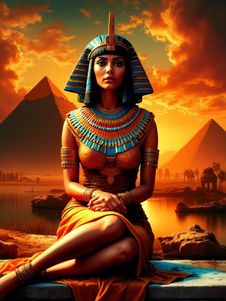 Egyptian Queen in Golden Light, Inspired by Baroque Masters