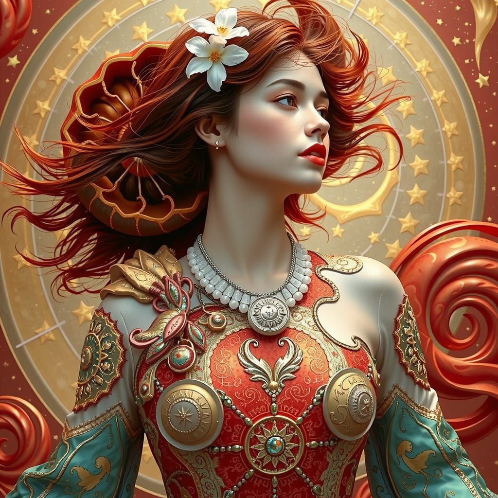 Starry Woman with Silver Medal in CGI Style