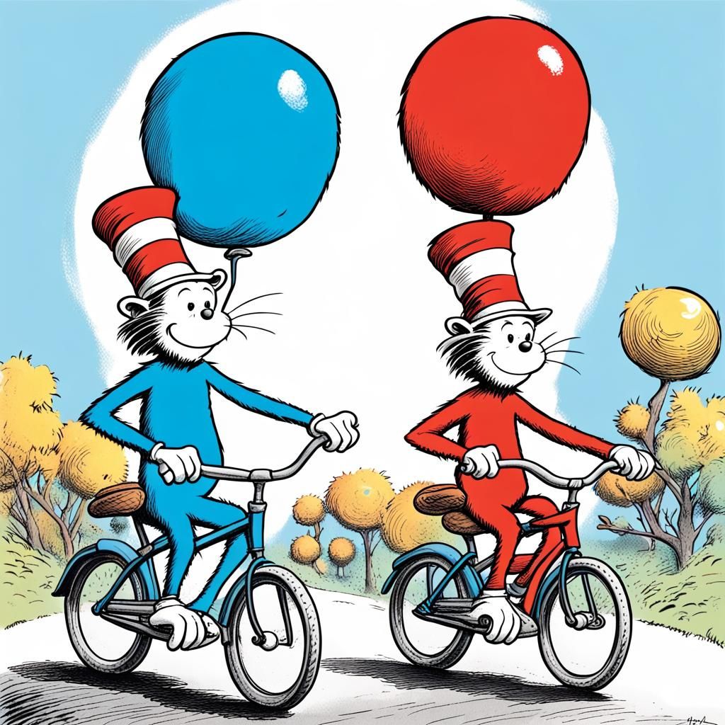 Thing 1 and Thing 2's Whimsical Bike Ride