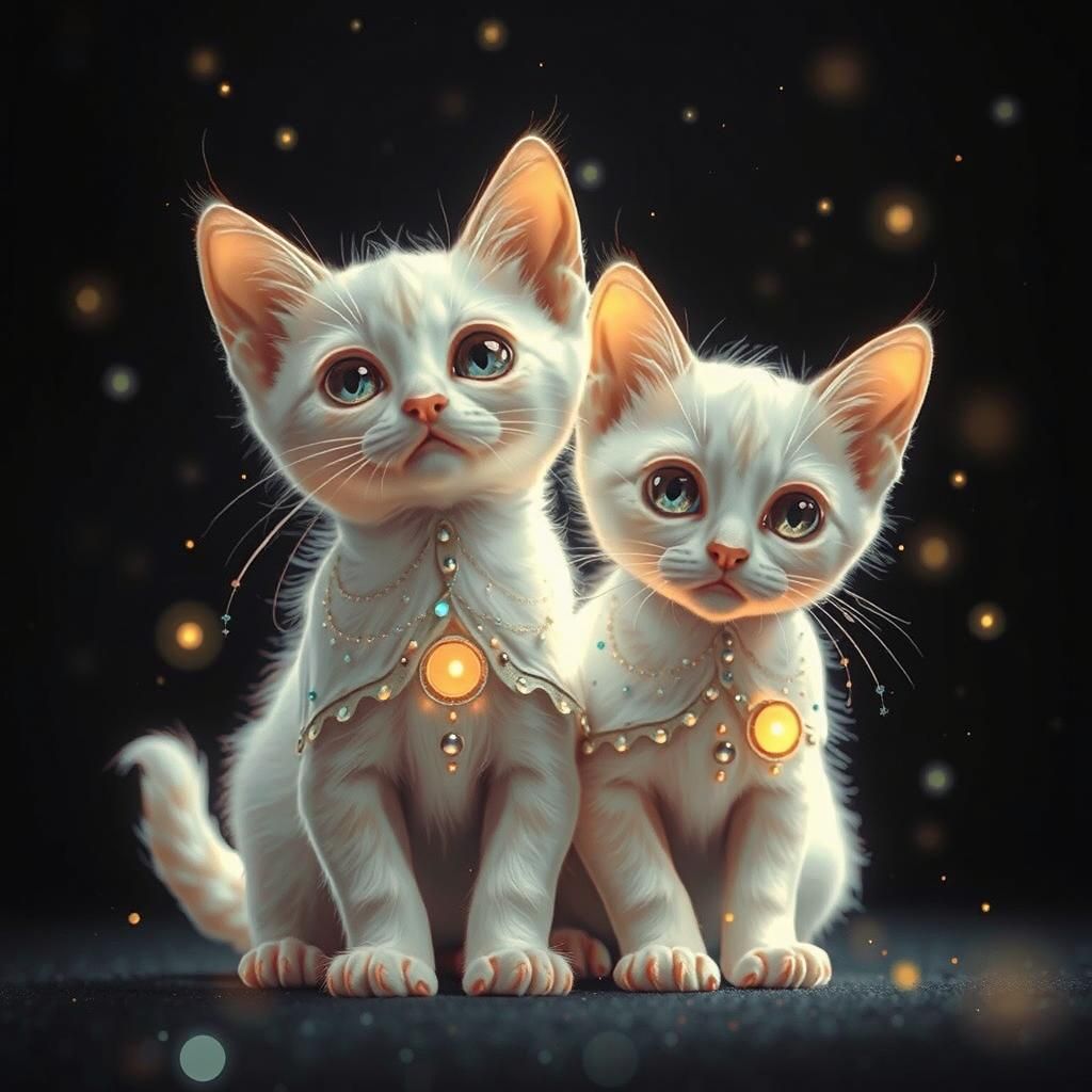 Adorable Space Kitties in Whimsical Astral Habitat