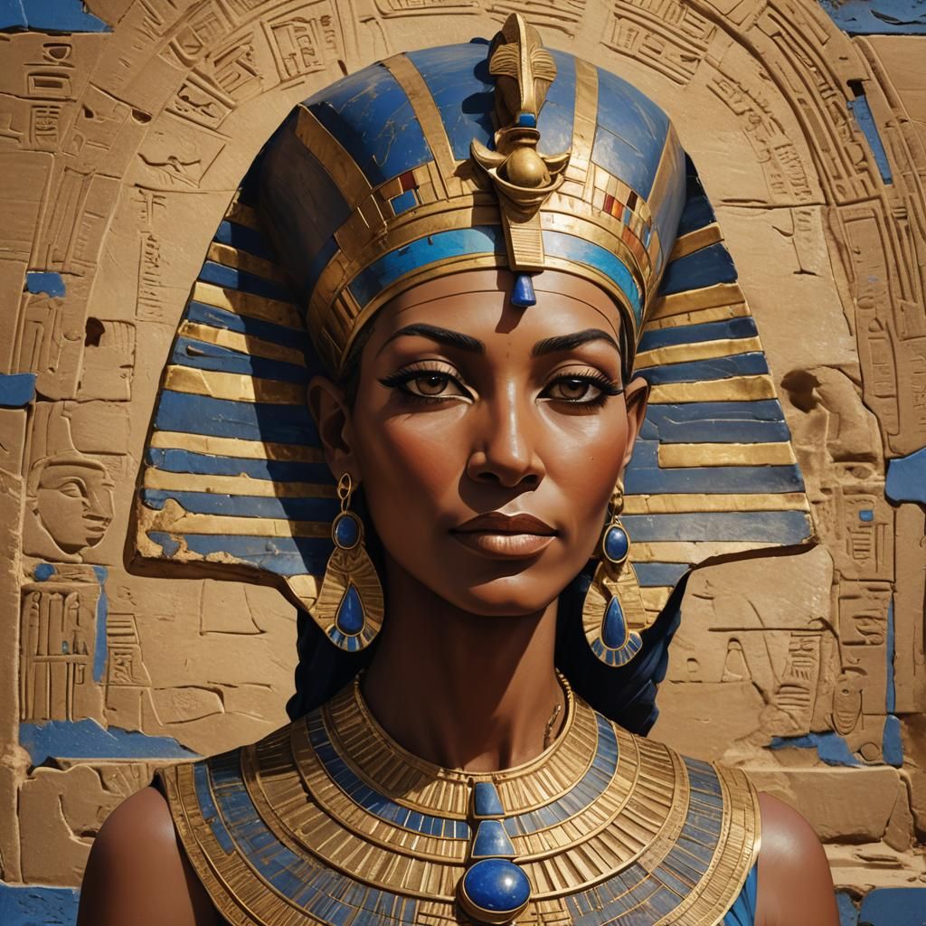 A Regal Queen of Kemet in Ancient Egyptian Art